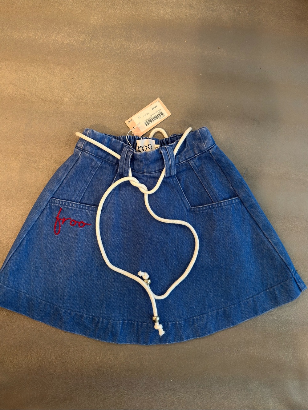 Froo Denim Girls Skirt with Rope Belt - Blue. Size 3